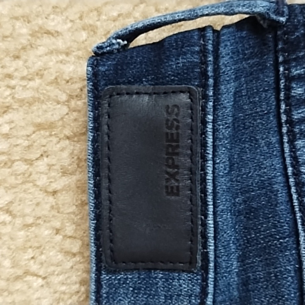 Express Midrise Ankle Denim Jeggings Women's Size 2 Stretch Performance Y2K Blue - Picture 7 of 10